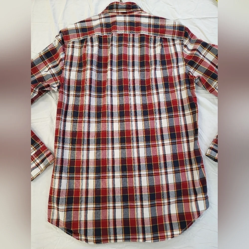 J. Crew Men's Red Plaid Long Sleeve Shirt Button Front Pocket, sz SM
